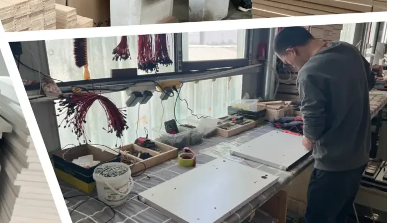 Actual furniture component handling during workshop quality checks